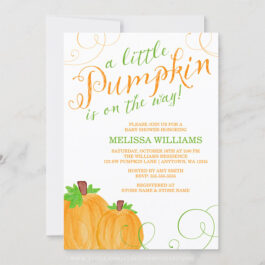Watercolor Little Pumpkin Fall Baby Shower Invitations