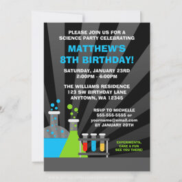 Science Theme Birthday Party Invitations