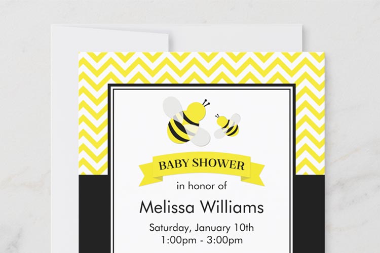 Cute Bee Baby Shower Invitations