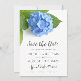 Blue Hydrangea Floral Save The Date