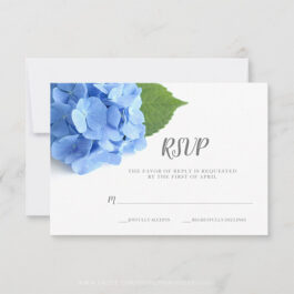 Blue Hydrangea Floral Wedding RSVP Card
