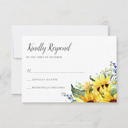 Elegant Watercolor Sunflowers RSVP Card