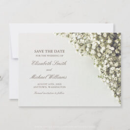 Vintage Baby's Breath Wedding Save the Date