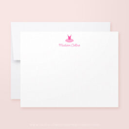 Pink Sparkle Tutu Girls Personalized Stationery Note Card Set