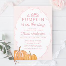 Whimsical Pumpkin Pink Girl Baby Shower Invitation Template