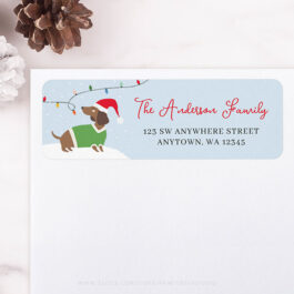 Cute Merry Christmas Winter Dachshund Holiday Return Address Labels