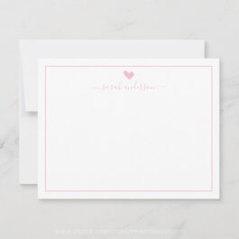 Modern Calligraphy Light Pink Heart Personalized Note Card