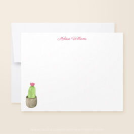 Watercolor Cactus Planter Personalized Stationery Note Card